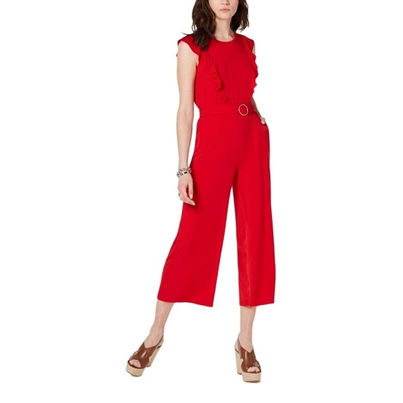 Michael Kors Petites Ruffle Ring Belt Jumpsuit